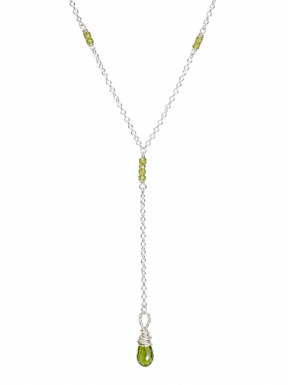 N033 Peridot Lariat Necklace
